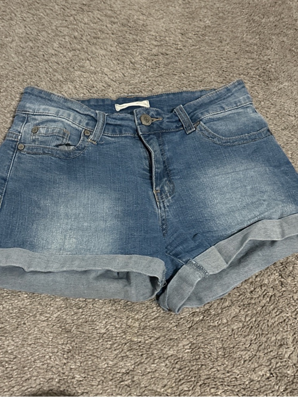 Classic Blue Denim Roll-Cuff Women's Shorts